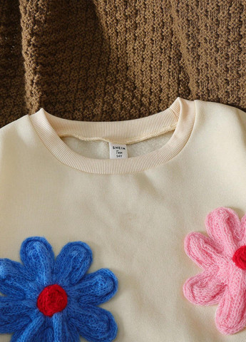 SHEIN світшот однотонний кремовий кежуал поліестер