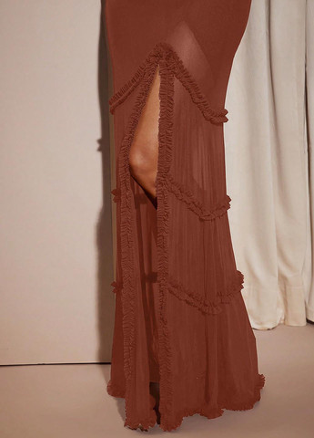 Коричнева вечірня сукня SHEIN однотонна