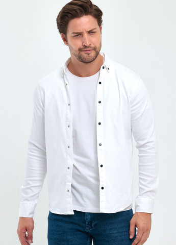Белая джинсовая рубашка однотонная Trend Collection