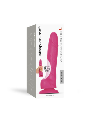 Реалистичный фаллоимитатор Sliding Skin Realistic Dildo Fuchsia - L, эффект подвижной ко Strap-On-Me (254885411)