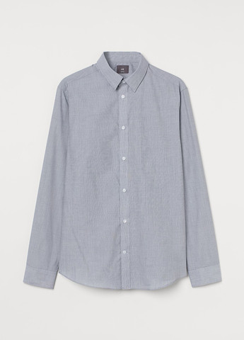 Светло-серая кэжуал, классическая рубашка однотонная H&M