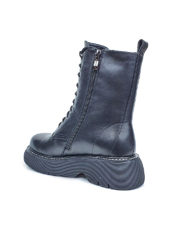 Зимние женские зимние ботинки черные на платформе и шнуровке Brocoli