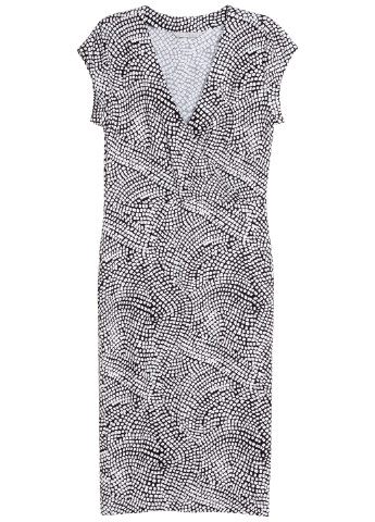 Чорно-білий кежуал сукня футляр H&M з абстрактним візерунком