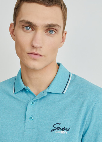 Бирюзовая футболка-поло для мужчин C&A однотонная