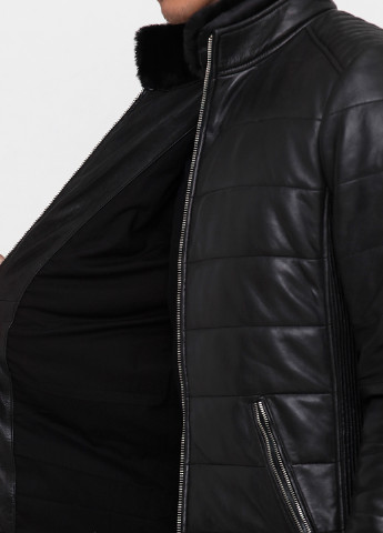 Черная зимняя куртка кожаная Tom Tailor