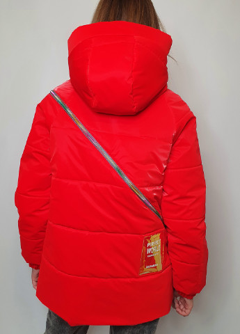 Красная демисезонная куртка No Brand Змейка Ж