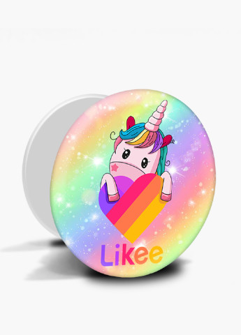 Попсокет (Popsockets) тримач для смартфону Лайк Єдиноріг (Likee Unicorn) (8754-1597) Чорний MobiPrint (216748411)