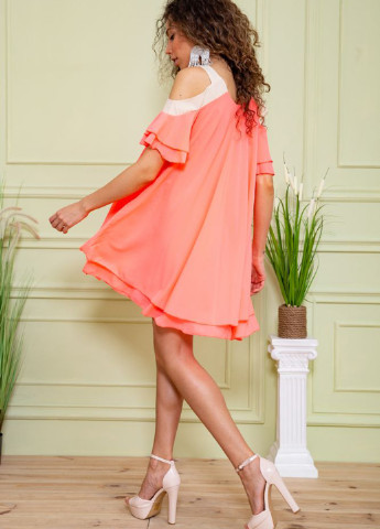 Персиковое кэжуал платье клеш Ager однотонное