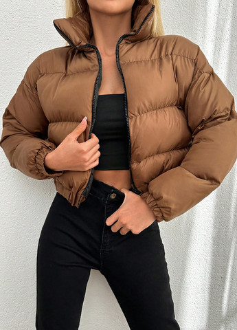 Коричневая демисезонная куртка куртка-пальто SHEIN