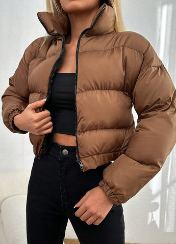 Коричневая демисезонная куртка куртка-пальто SHEIN