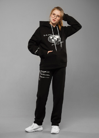Чорний модний зимовий спортивний костюм з написами Sinthia (205956138)