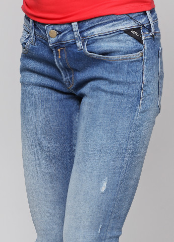 Голубые демисезонные зауженные джинсы Replay