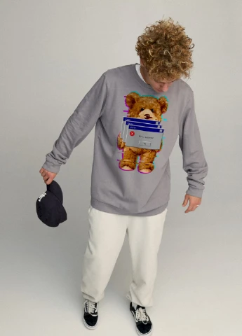 Серый свитшот мужской oversize /no flis/ YAPPI (252259343)
