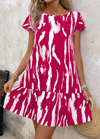 Комбінована кежуал сукня а-силует SHEIN з абстрактним візерунком