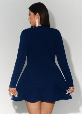 Темно-синее кэжуал платье клеш SHEIN однотонное