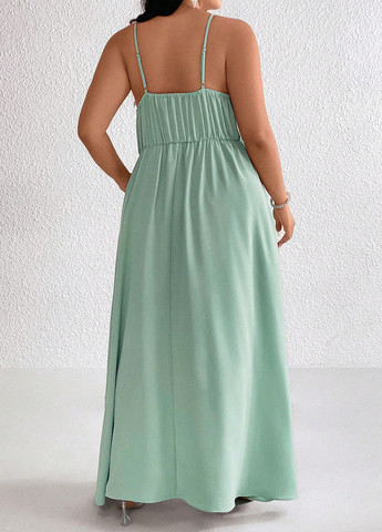 М'ятна вечірня сукня з спідницею-сонце, силуетна, з відкритою спиною SHEIN однотонна