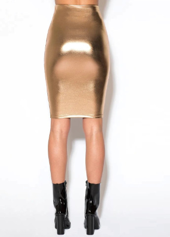 Золотая кэжуал однотонная юбка Rebecca Stella карандаш