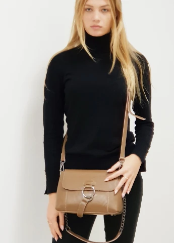 Сумка на плечо женская кожаная средняя коричневая 9002 Fashion Сумка (225899851)