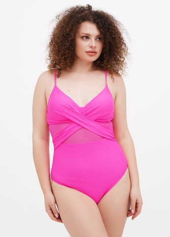 Кислотно-розовый летний купальник слитный No Brand