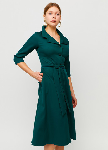 Темно-зеленое кэжуал платье клеш Karree однотонное