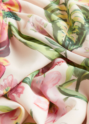 Светло-бежевое кэжуал платье H&M с цветочным принтом