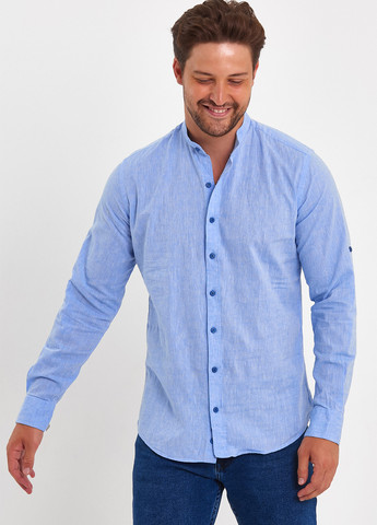 Голубой кэжуал рубашка однотонная Trend Collection