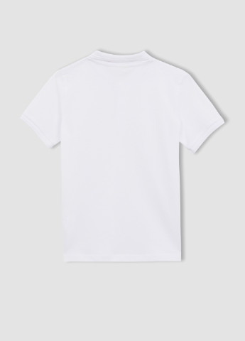 Белая детская футболка-поло для мальчика DeFacto однотонная
