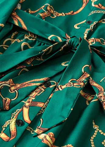 Зеленое кэжуал платье SHEIN с рисунком
