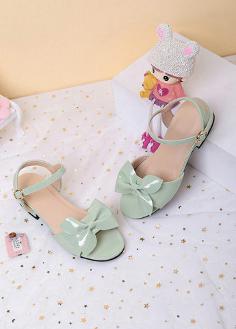 Мятные босоножки SHEIN с бантом, лаковые