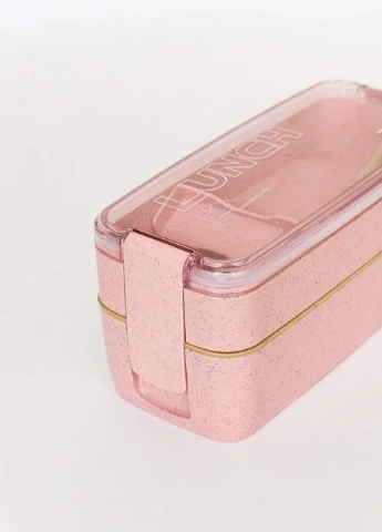 Популярний еко ланч-бокс Lunch Box 750 ml, з ложкою та виделкою, рожевий No Brand (252821902)