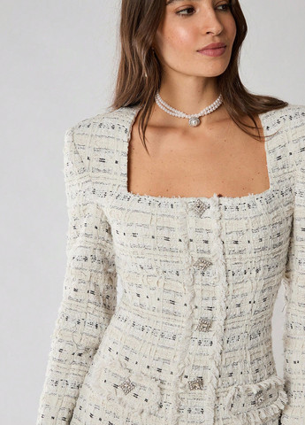 Белое кэжуал, деловое платье футляр SHEIN меланжевое