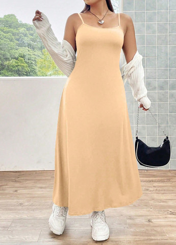 Бежева кежуал сукня кльош SHEIN однотонна