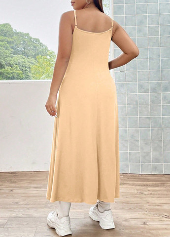 Бежева кежуал сукня кльош SHEIN однотонна