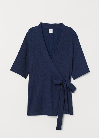 Темно-синяя летняя блуза на запах H&M
