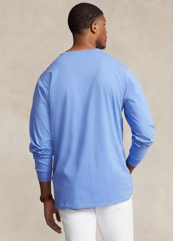 Голубой демисезонный кэжуал лонгслив Ralph Lauren с рисунком