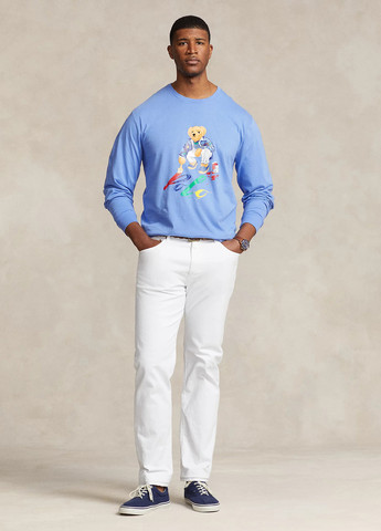 Голубой демисезонный кэжуал лонгслив Ralph Lauren с рисунком