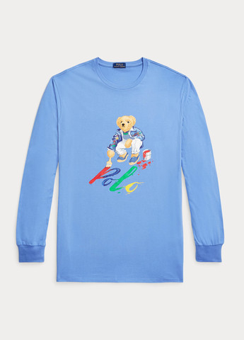 Голубой демисезонный кэжуал лонгслив Ralph Lauren с рисунком