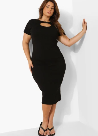 Черное кэжуал платье футляр Boohoo однотонное