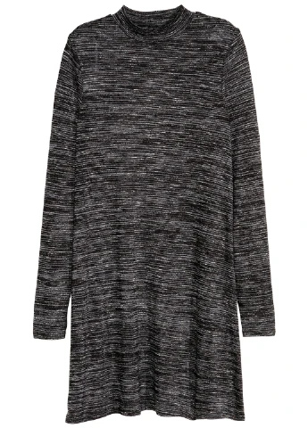 Черное кэжуал платье а-силуэт, платье-водолазка H&M меланжевое