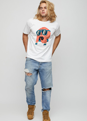 Біла футболка чоловіча basic /air print/ YAPPI