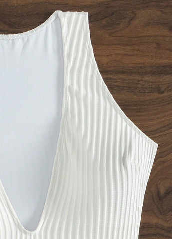 Белый летний купальник слитный, танк, пландж SHEIN