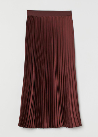 Бордовая кэжуал однотонная юбка H&M плиссе