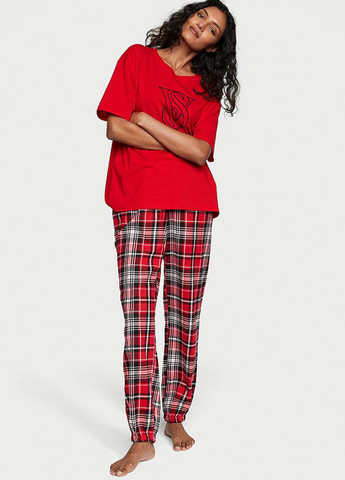 Червона всесезон піжама (футболка, брюки) футболка + штани Victoria's Secret