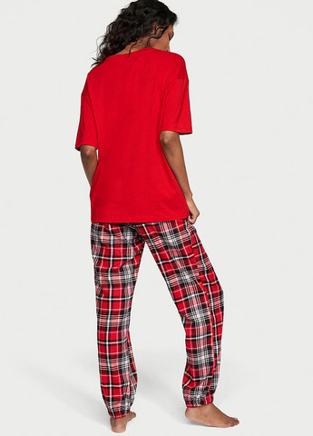 Червона всесезон піжама (футболка, брюки) футболка + штани Victoria's Secret