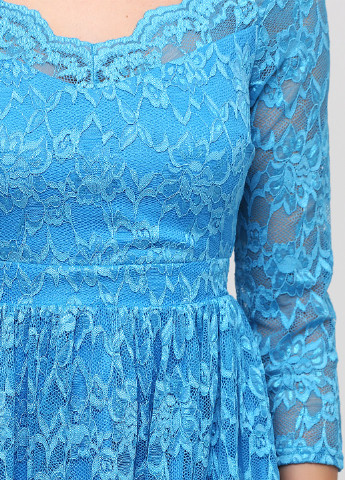 Голубое коктейльное платье клеш City Goddess однотонное