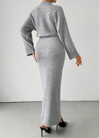 Світло-сіра кежуал сукня SHEIN меланжева