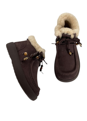 Зимние ботинки Melanda.M с бусинами, со шнуровкой, с мехом из натуральной замши