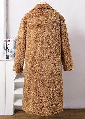 Коричневое демисезонное Пальто однобортное SHEIN