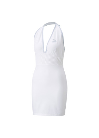 Белое спортивное платье classics halterneck dress Puma однотонное