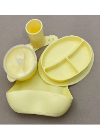 Дитячий силіконовий набір посуду для дітей із п'яти предметів (8425361-Т) Жовтий Francesco Marconi (251406113)
